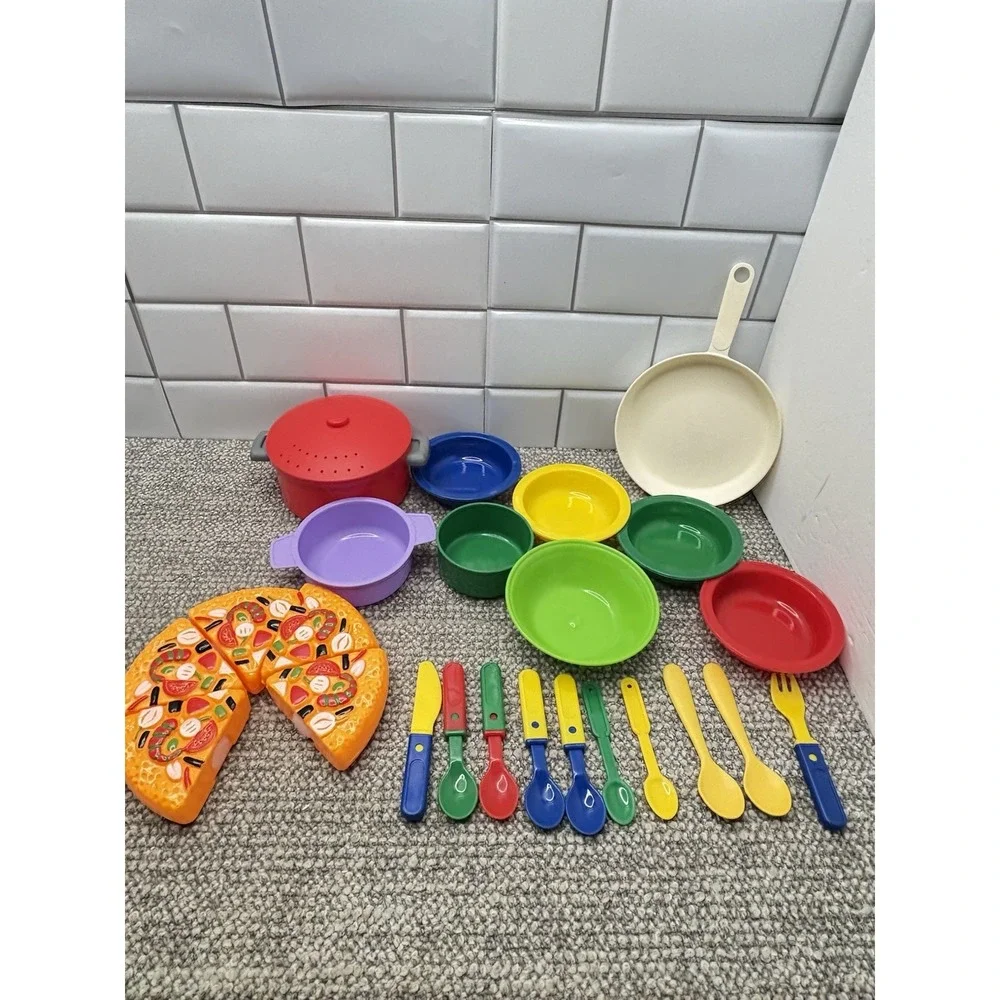Play Food Dishes Veggies Fruit Pizza Pan Tea‎ Set Utensils Mixed Lot Preschool